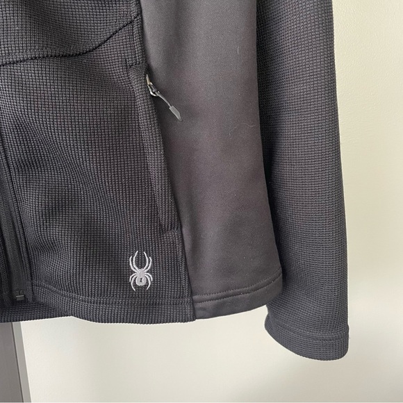 Spyder Soft Shell Full Zip Hooded Jacket Black Womens Hoodie Size Large - Picture 7 of 10